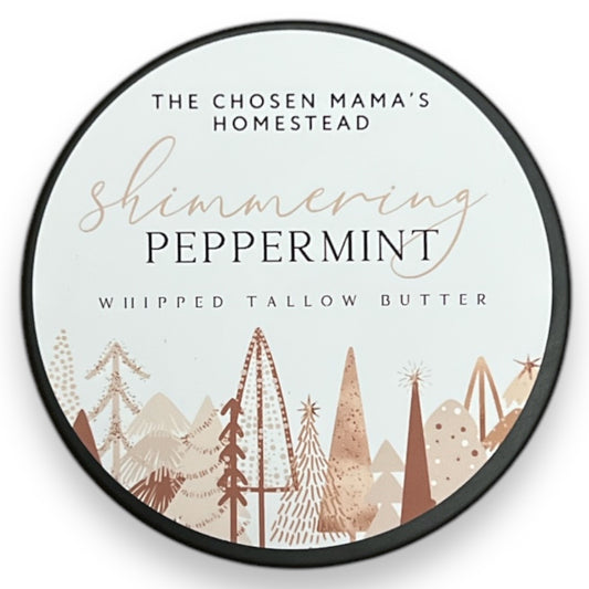 Shimmering Peppermint Whipped Tallow Butter (Invigorating & Energizing | Sweet Wintertime Blend)